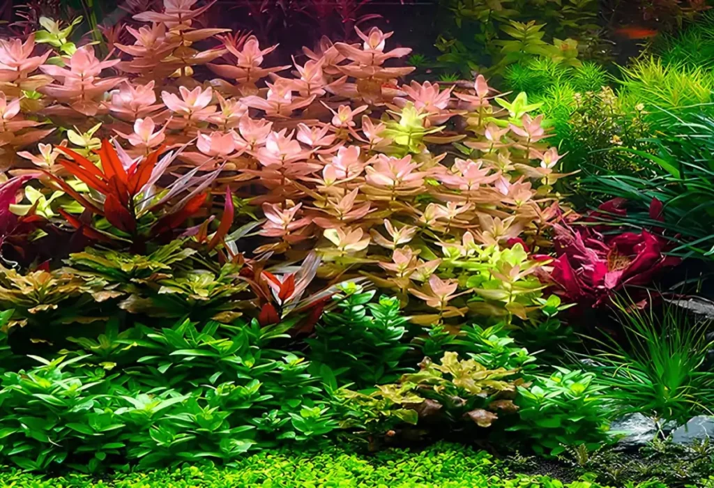 plantas em um aquário de água doce.