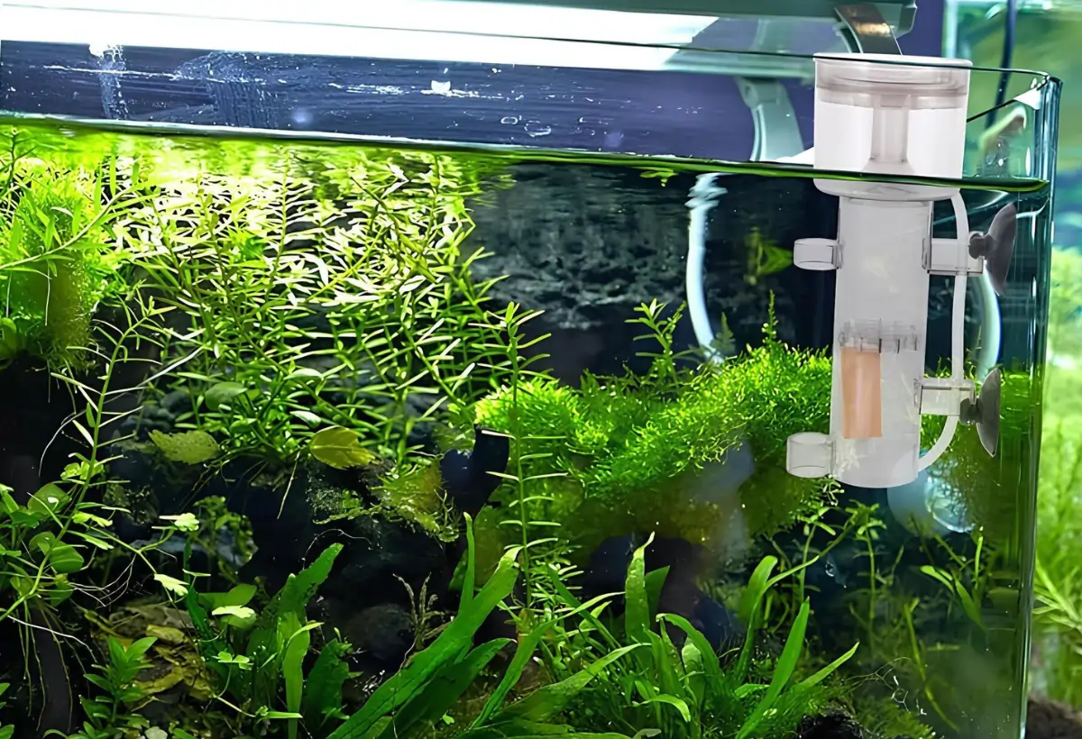 Um aquário com Skimmer de Proteína.